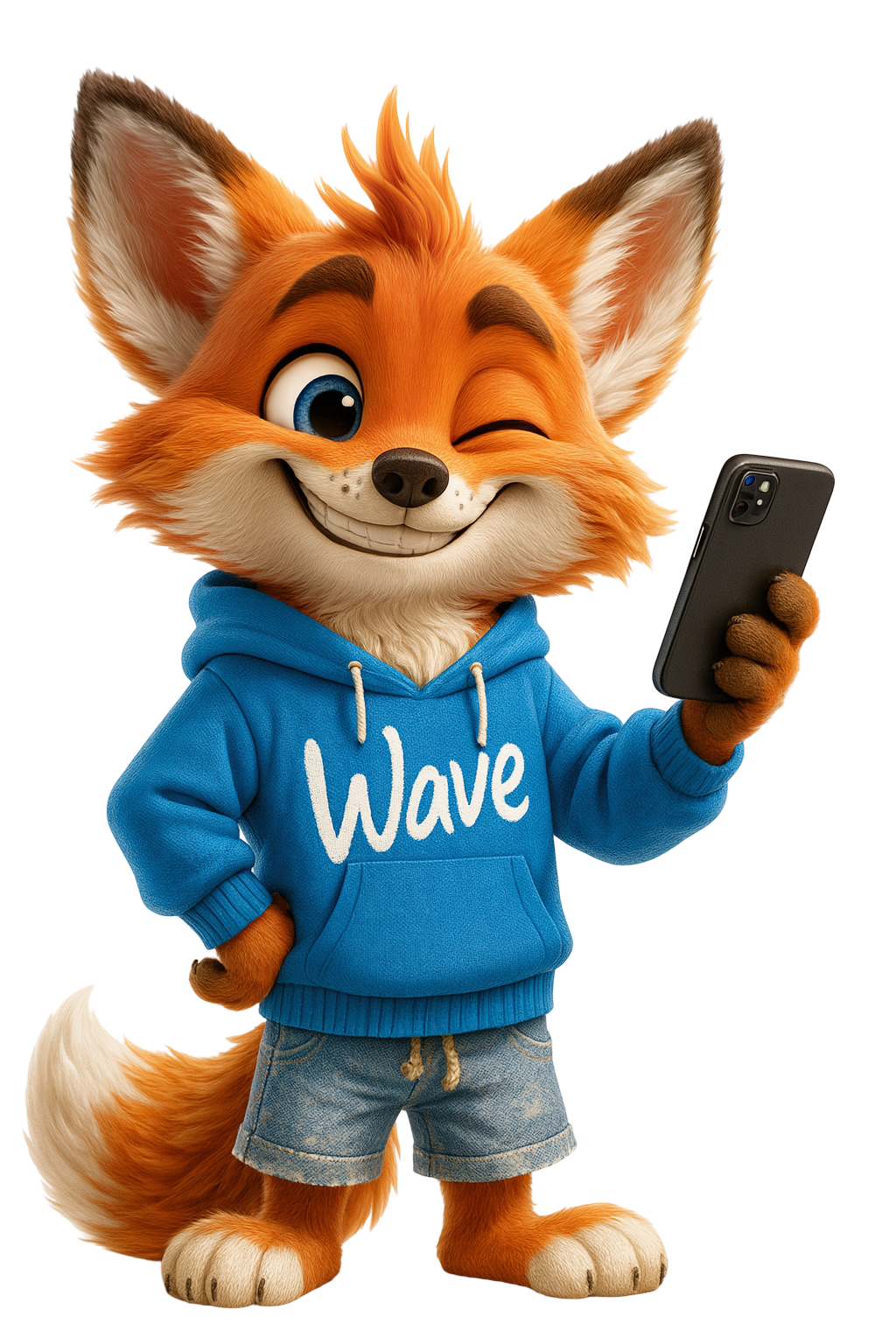 VPN Wave app main screen showing Secured connection with the fox mascot, server flags, and one-tap VPN toggle